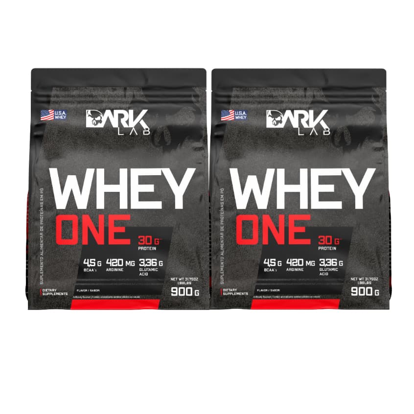 Kit 2x Whey Protein One Refil 900g Dark Lab - Proteina com BCAA, Glutamina, Arginina