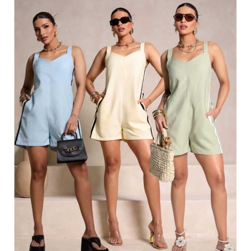 Macaquinho Femenino Alfaiataria Sensorial Con Listra