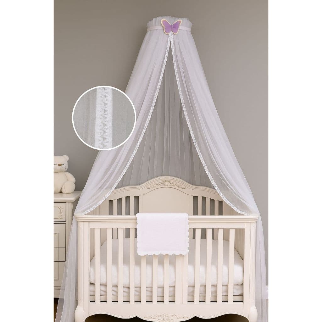 dorsel para berço com borboleta glamurosa + mosquiteiro berço
