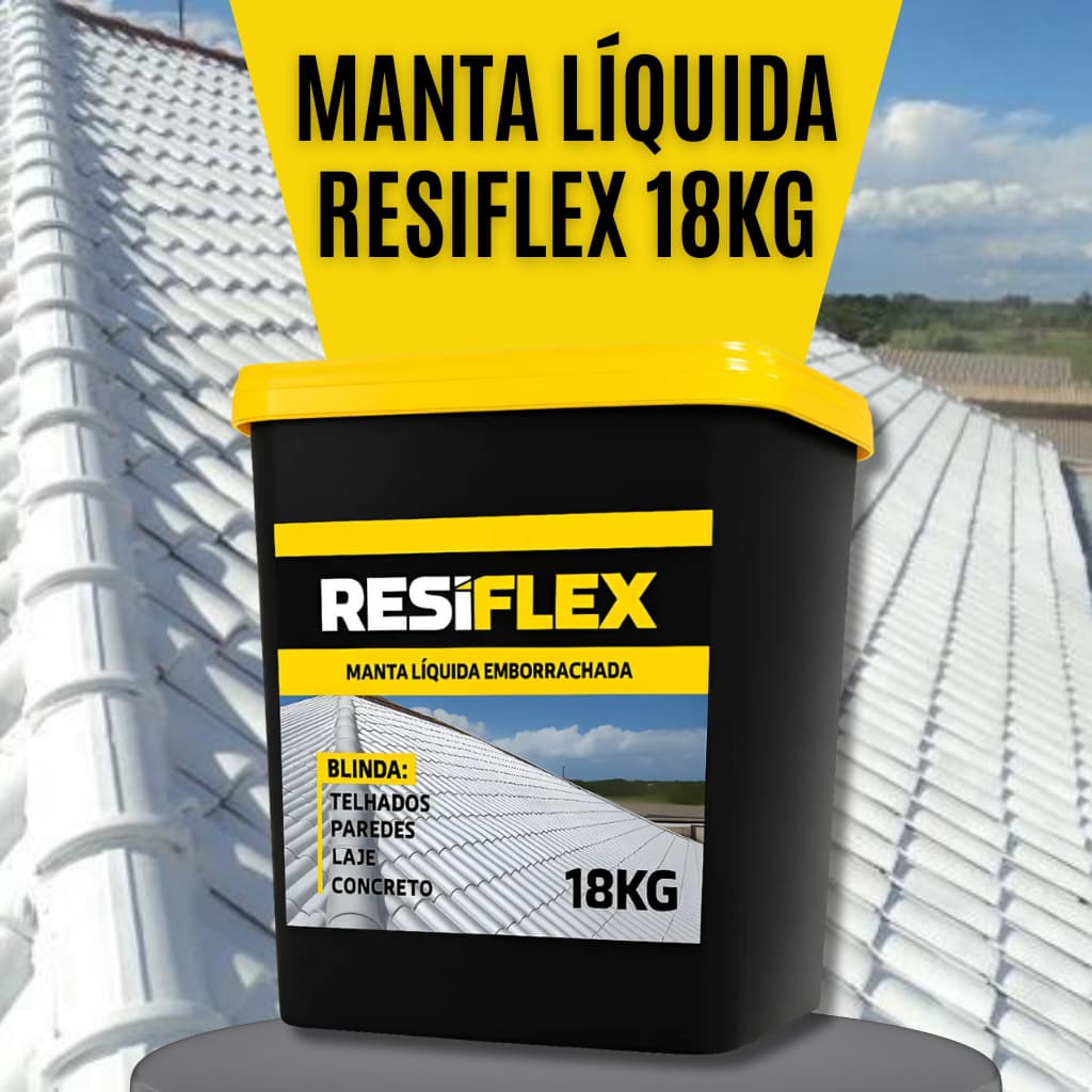 Manta Líquida Emborrachada 18kg - Impermeabilizante Para Telhados, Lajes, Paredes, Calhas e Rufos