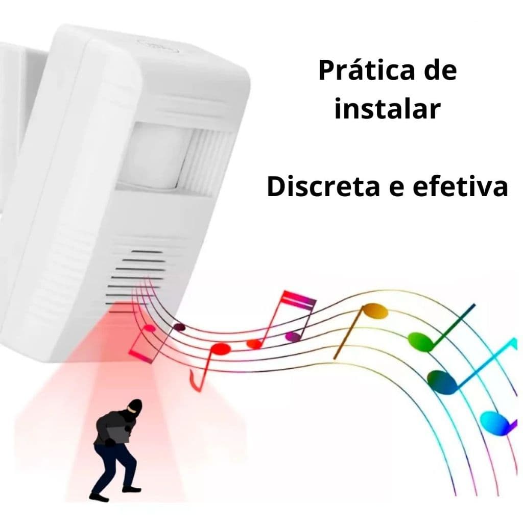 Alarme Sensor De Presença Sem Fio Campainha Para Loja E Casa Com 5 Sons