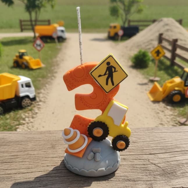 Vela Em Biscuit Trator Simples