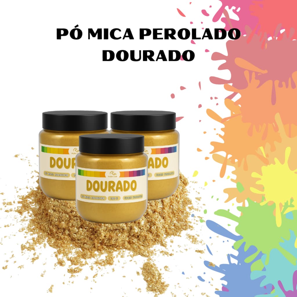 Pigmento Pó Mica Perolado Dourado para Resinas Epóxi Artesanato Maquiagem Artes