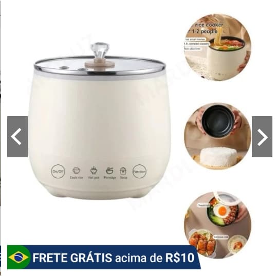 Mini Panela De Arroz Elétrica Cerâmica 1,8 Litros 110V / 220V PREMIUM