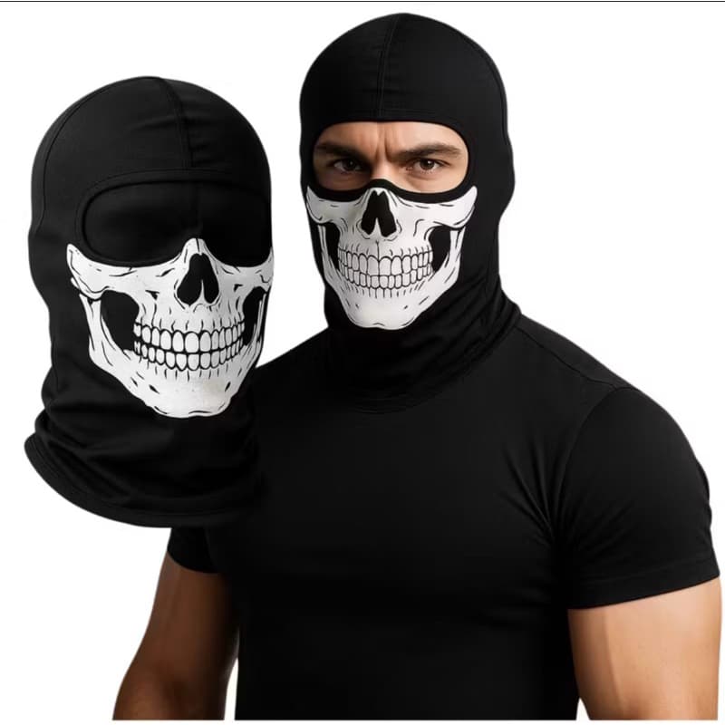Touca Caveira Máscara Paintball Moto Ninja Bandana Black Geométrico Un