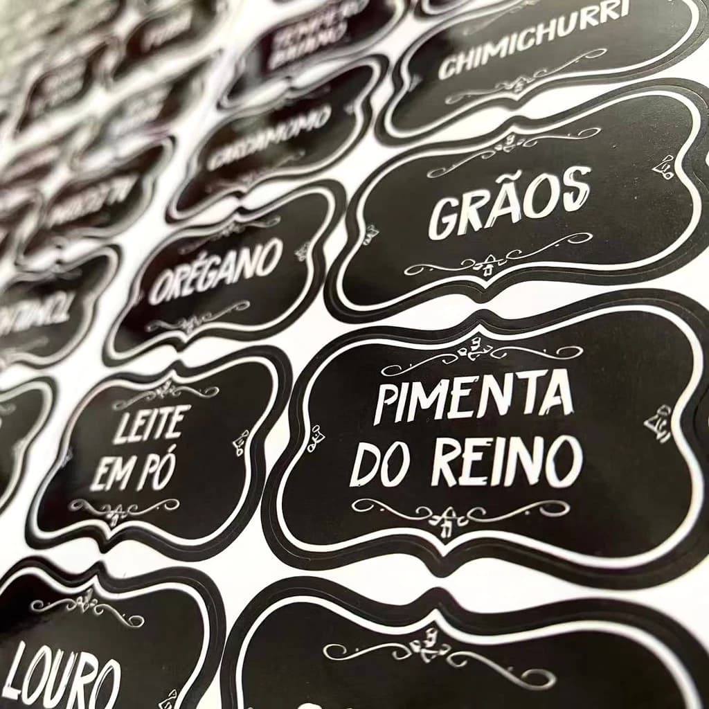 50 Etiquetas Escritas para Temperos Mantimentos - Organizadores de Potes - Adesivos 5x3cm
