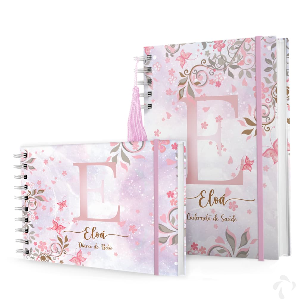Kit Caderneta Vacina e Livro Bebê Personalizado Nome Menina