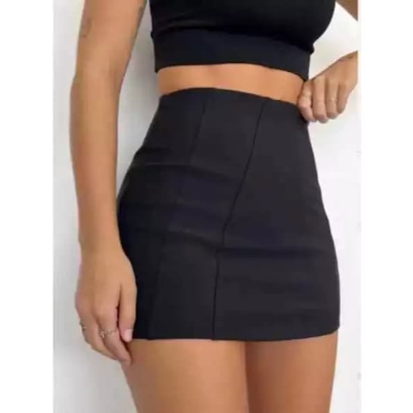 Short Saia Feminino Bengaline Cintura Alta Poliamida Premium Moda Verao Promoção 2026