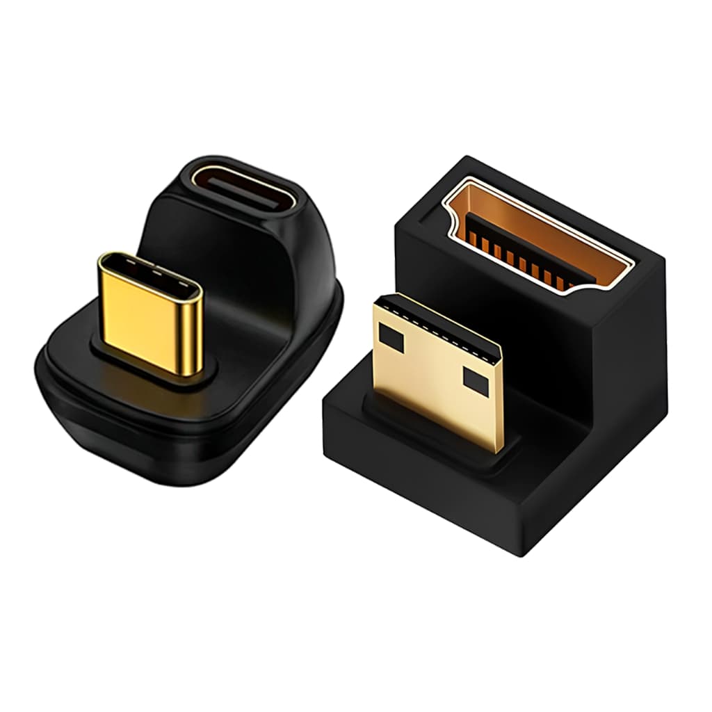 Kit Adaptadores para Monitor Portátil Mini HDMI para HDMI e USB C para USB C 180 Graus
