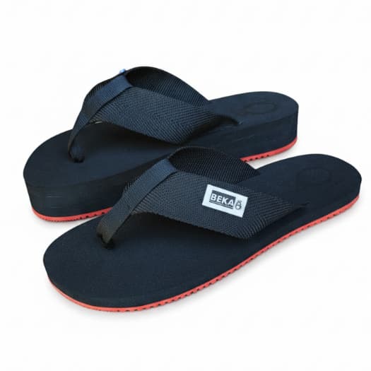 chinelo antiderrapante para compensação de altura  (dismetria) PRETO COM VERMELHO