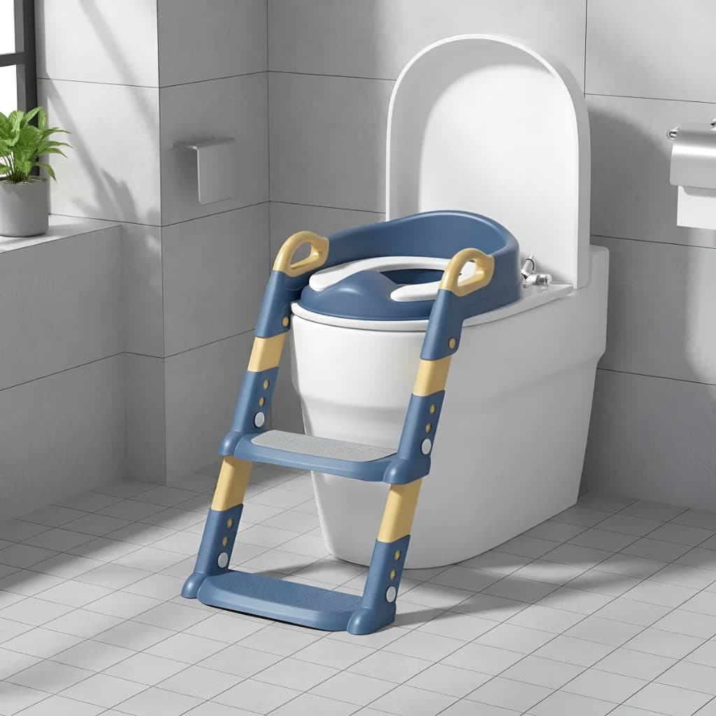 Assento Redutor Infantil C/ Escada Vaso Sanitário Troninho Bebê Almofadado Desfralde Antiderrapante