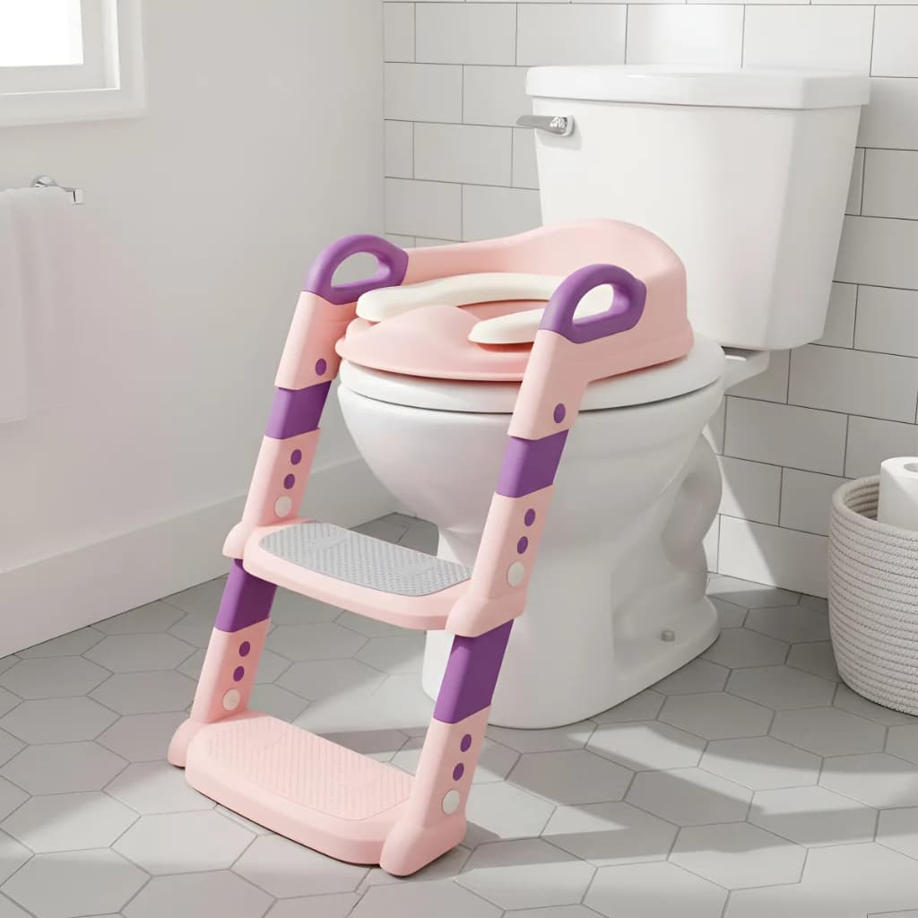 Troninho Infantil Com Escada Assento Redutor Vaso Sanitário Menina e Menino