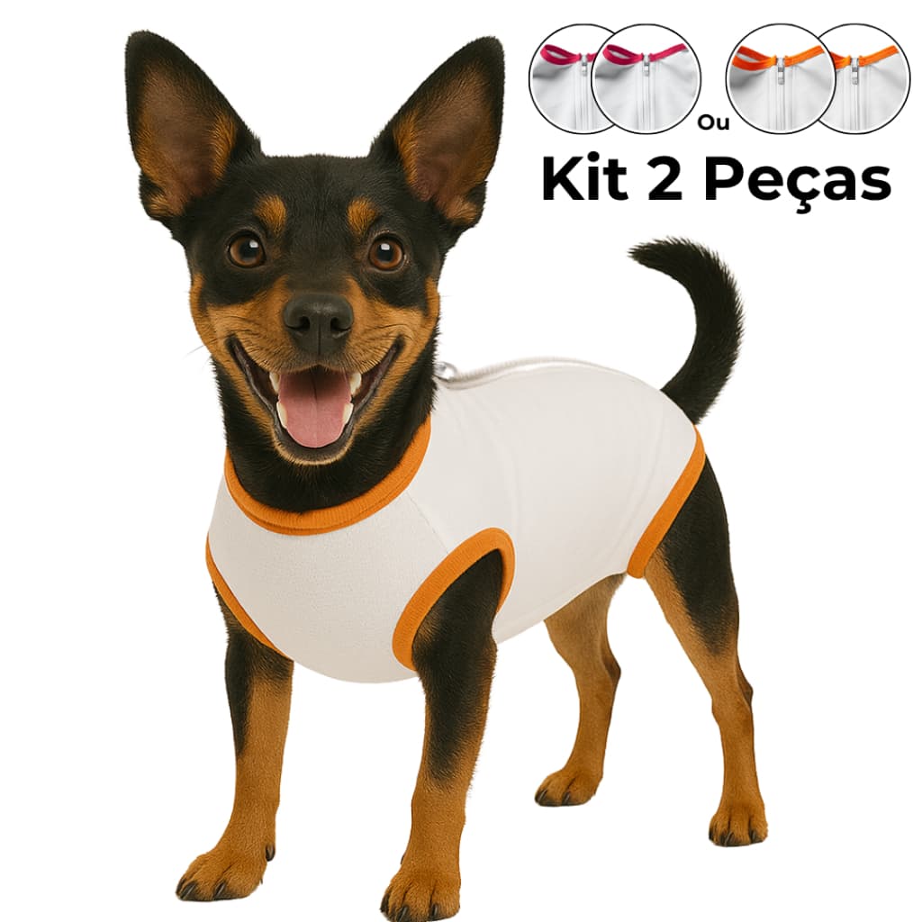 Kit 2 Roupas Pós Cirúrgica Pet - Macacão Protetor para Cachorro e Gato Castração Cirurgia Macho e Fêmea