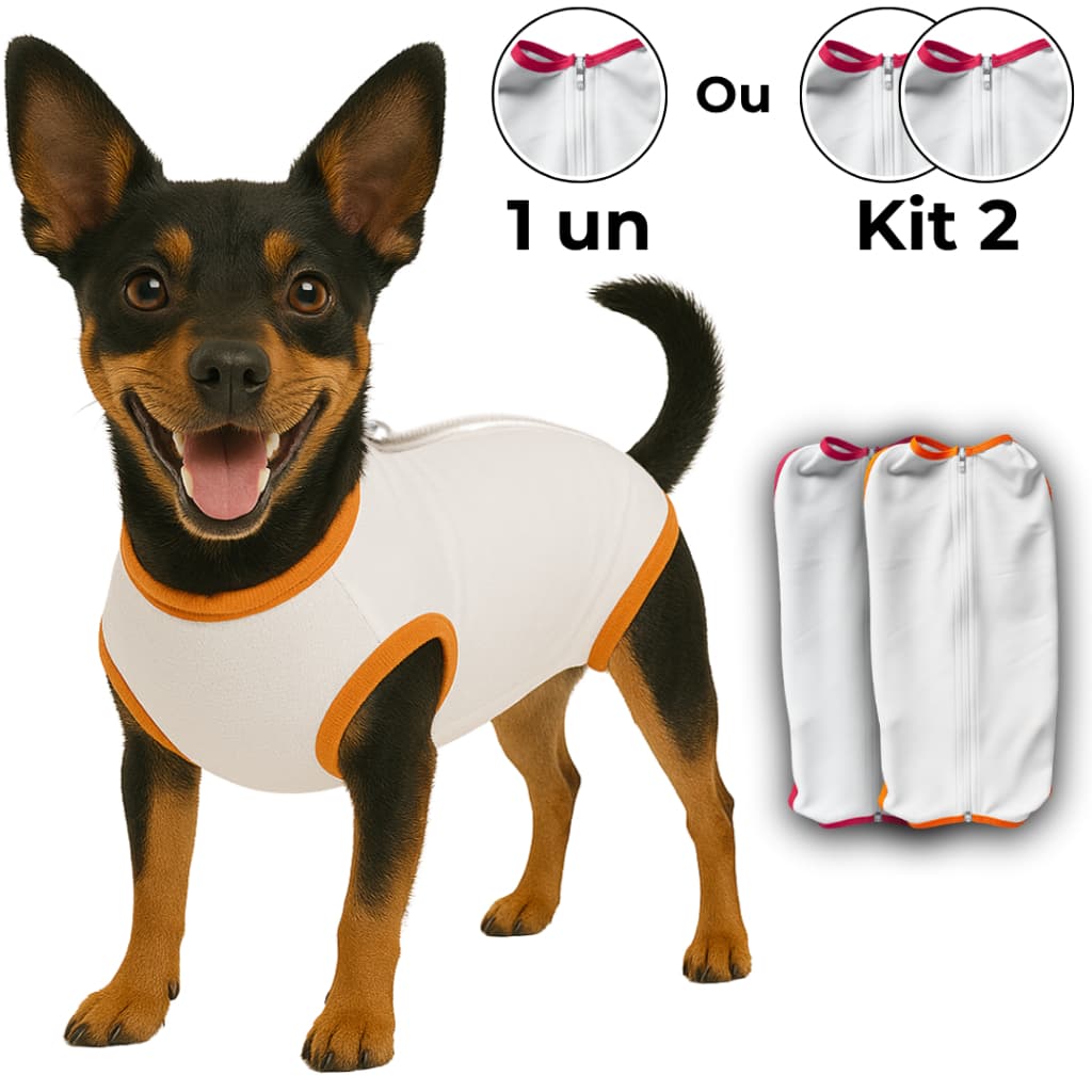 Kit 1-2 Roupas Pós Cirúrgica Pet - Macacão Protetor para Cachorro e Gato Castração Cirurgia Macho e Fêmea