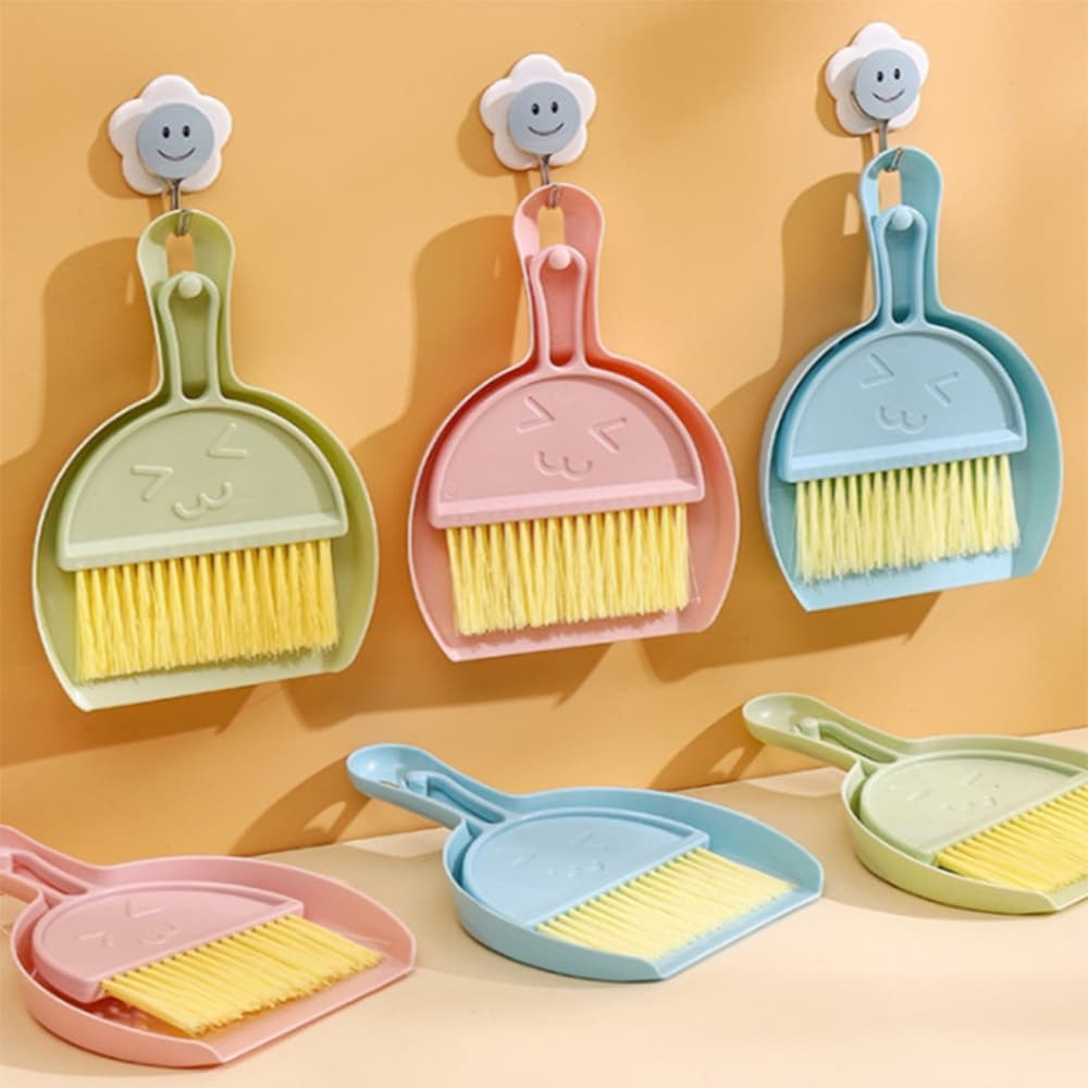 Kit Mini Pá e Vassourinha Portátil para Limpeza de Mesa, Carro e Escritório