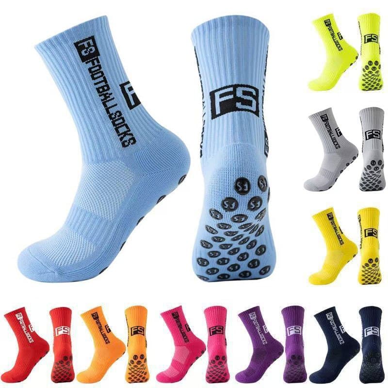 3 pares de meias esportivas de futebol FS anti-deslizante meias respiradoras de silicone