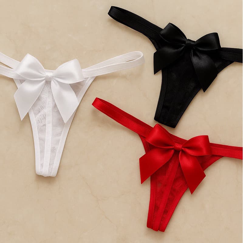 Kit Tangas Sexy Laço Tule Renda Fio Dental