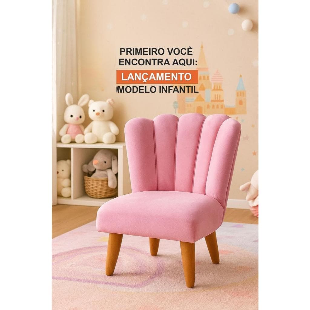 INFANTIL -  Cadeira Infantil Mini Petala Para Crianças de 01 a 08 Anos Pes Palitos Veludo Premium