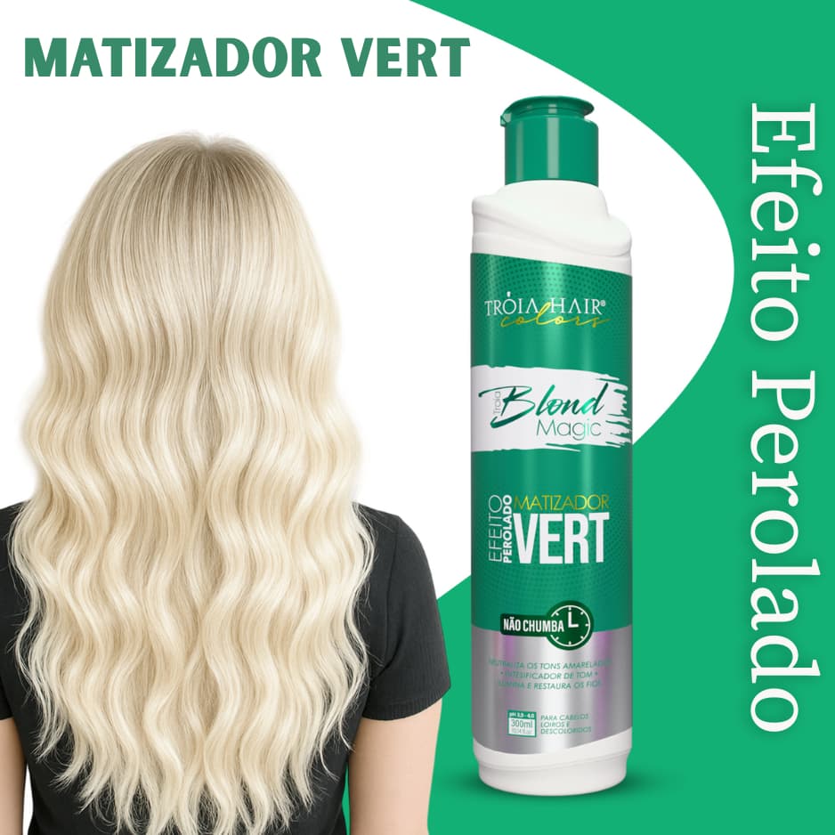 Matizador Tróia Blond Vert 300ml – Efeito Perolado, Neutralização e Brilho Intenso para Loiros