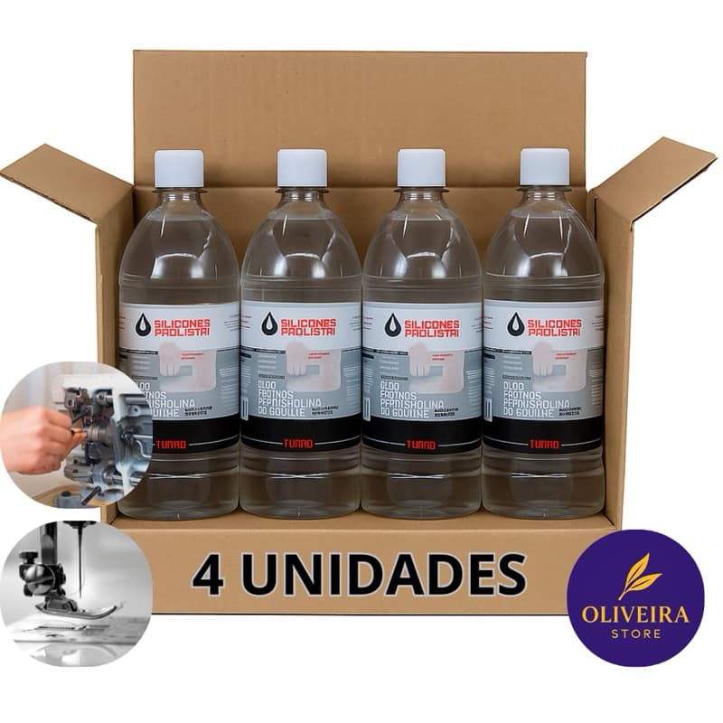 Kit 4, 2 e 1 UNIDADES Oleo Branco para Máquinas de Costura Reta Galoneira Overlock Domesticas 1 Litro Silicones Paulista