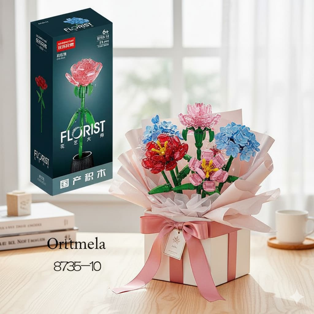 【FLOR】Bloco de Montar Bricks Flores Buquê Presente Decorativo