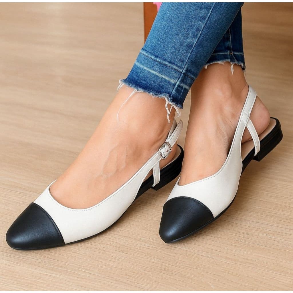 Sapatilha Feminina Confortável Luxo Elegante Sapato Feminino Mocassim Bico Quadrado Off White