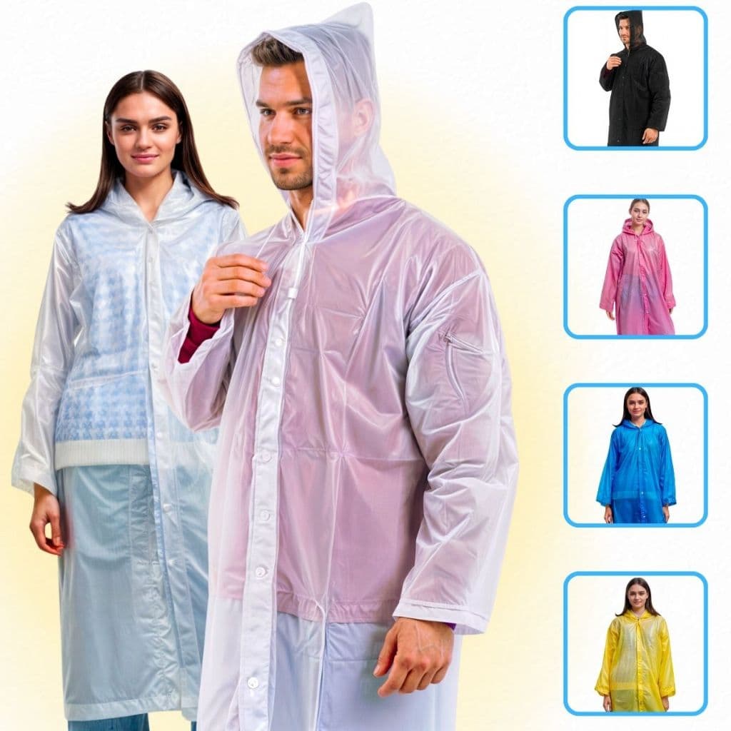 Kit Capa De Chuva Adulto Unissex Reutilizável Resistente Com Capuz Passeio Festas Impermeável