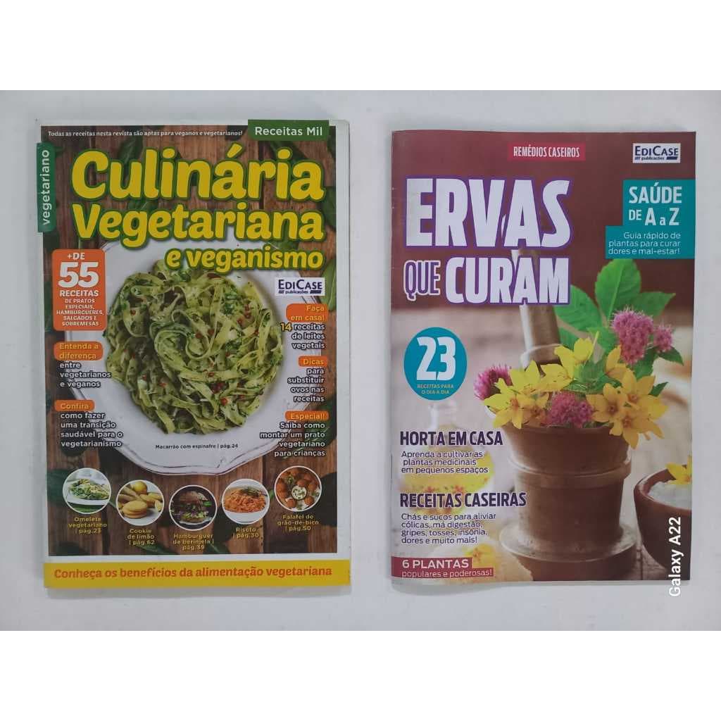 Kit 2 Livro ERVAS Que CURAM + Livro CULINÁRIA VEGETARIANA e VEGANISMO