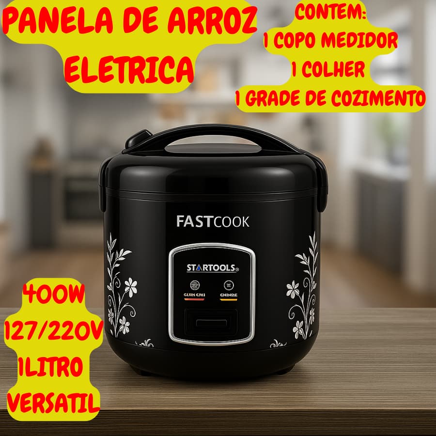 Panela De Arroz Eletrica 1L 400W Com Colher Copo Medidor Startools Grade Para Cozimento 127/220V