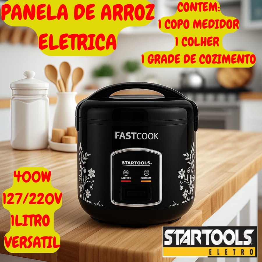 Panela De Arroz Eletrica 1L Startools 127/220V 400W Com Grade Para Cozimento Copo Medidor E Colher