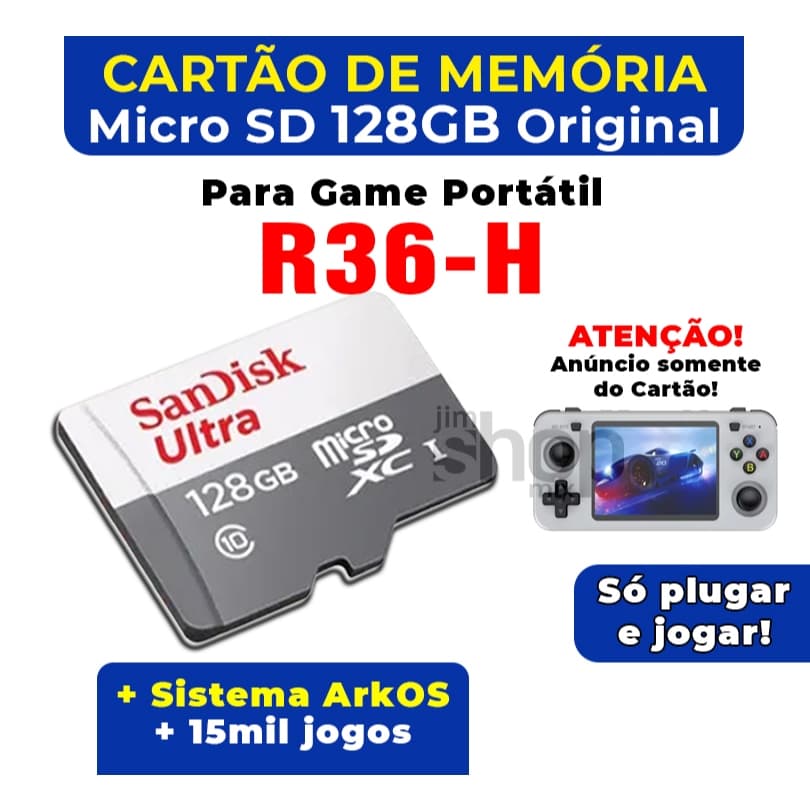 Cartão MicroSd Para R36H + Sistema Arkos Atualizado +15mil jogos