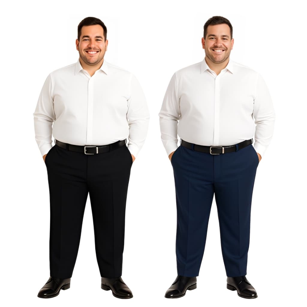 Kit 2 Calças Sociais Plus Size Oxford Premium Alta Qualidade