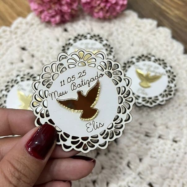 Imã de Geladeira Personalizado Batizado Confirmação Comunhão Crisma Eucaristia Espírito Santo