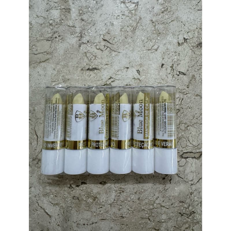 Kit 6 Hidratante Labial Blue Moon Manteiga de Cacau Protetor Labial Natural