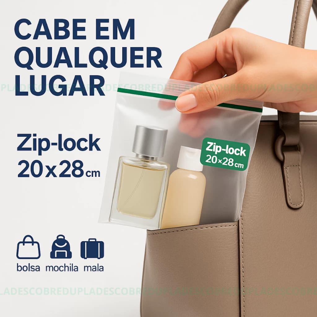 10 Sacos Zip lock Viagem Internacional Oficial Líquidos Aeroporto 20x28cm