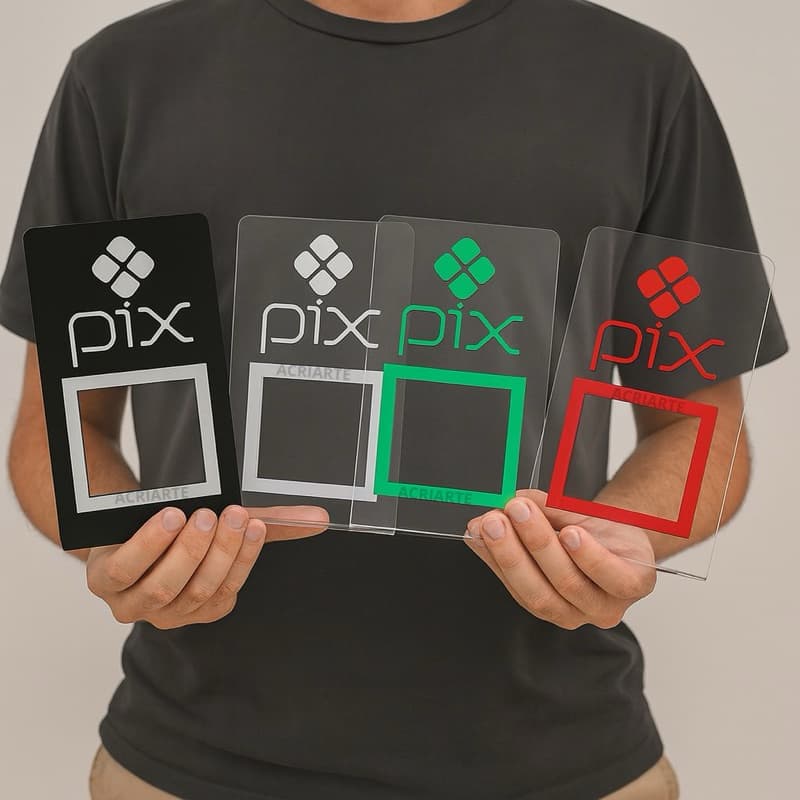 Placa PIX em Acrílico - QR Code, Display de Mesa
