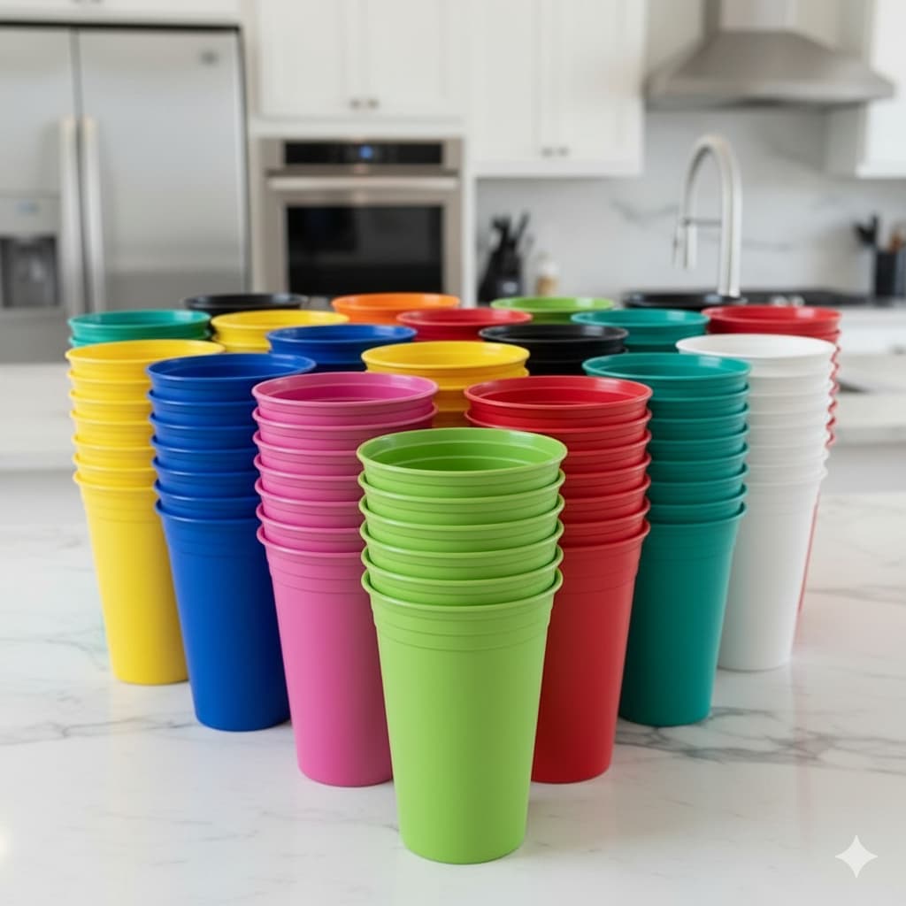 Kit 35 Copos 300 ml de Plástico - Merenda, Festas, Criança Reutilizável Cozinha Aniversário Infantil