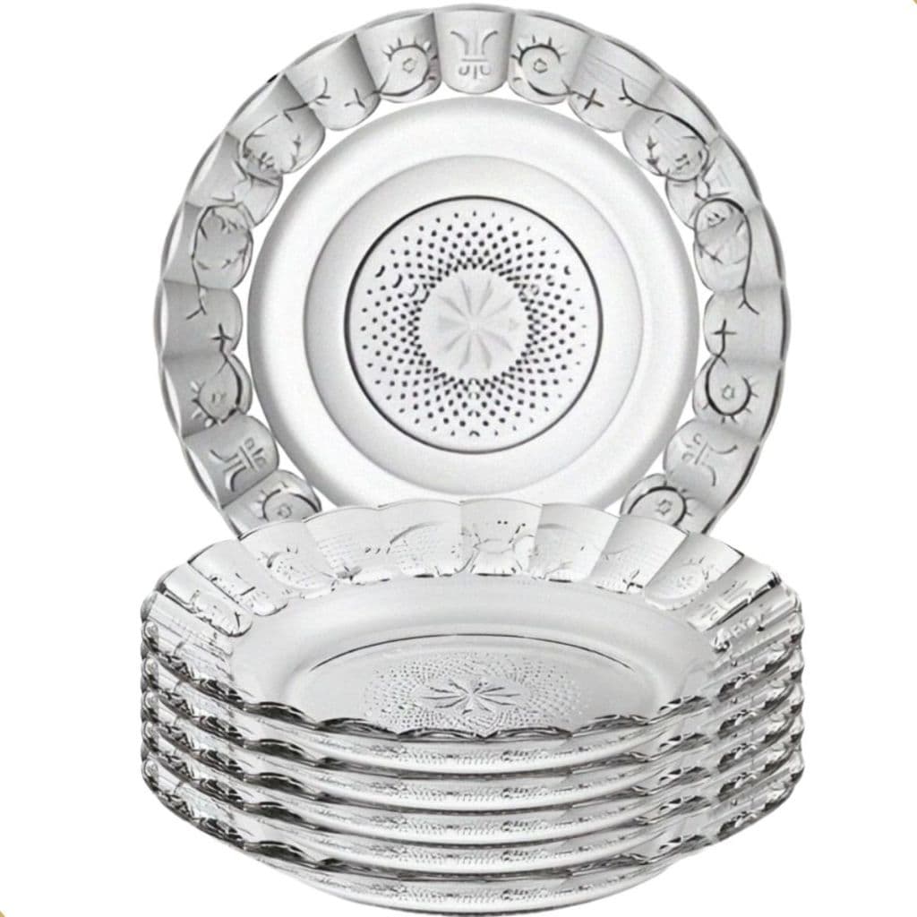 Jogo De Prato Fundo Estrela de Vidro 12 Peças Prato Egípcio 21,5cm | Mesa Posta Vidro Transparente