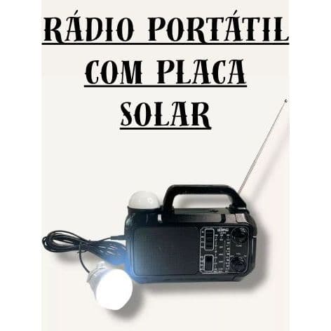 Rádio Portátil com Placa Solar + Lâmpada de Emergência FM/AM/SW LE-618 - Lelong