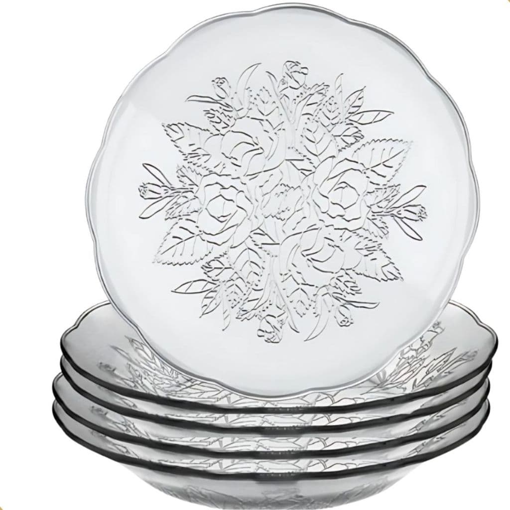 Jogo De Pratos Fundos Transparente - Kit 6 ou 12 Peças Em Vidro Almoço e Jantar – ELEGÂNCIA E RESISTÊNCIA PARA SUA MESA 