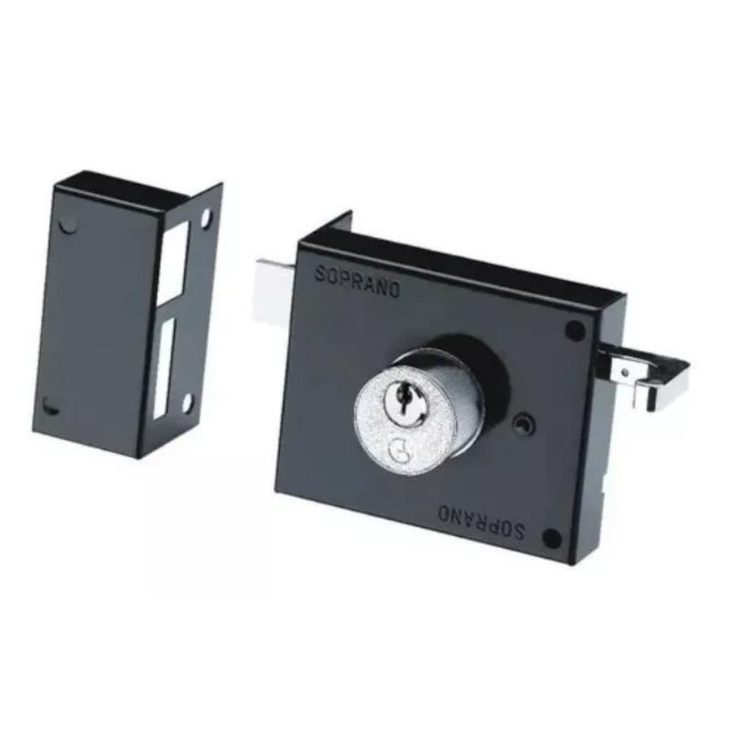 Fechadura De Portao Sobrepor Soprano 231 Inox Preto Fosco