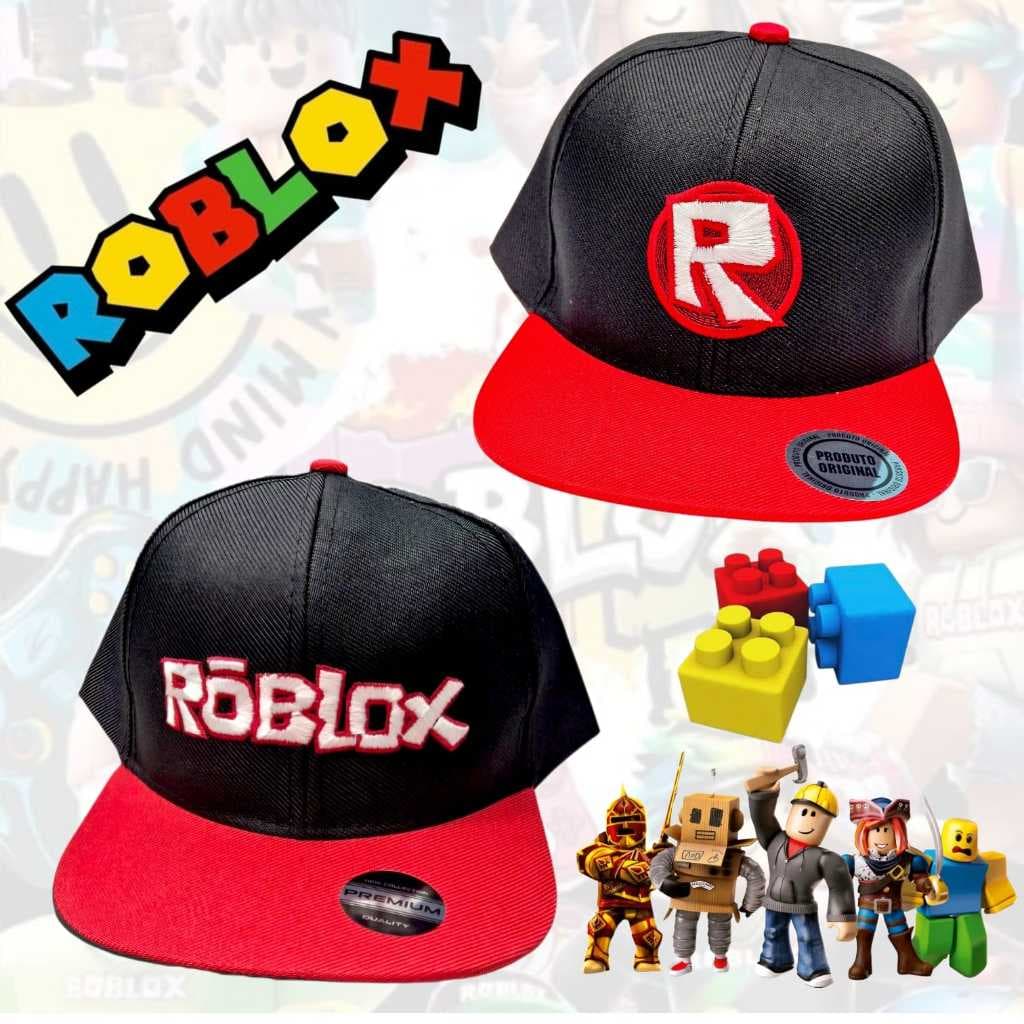 Boné Infantil Roblox Original | Bordado Premium | Preto e Vermelho | Tamanho Ajustável