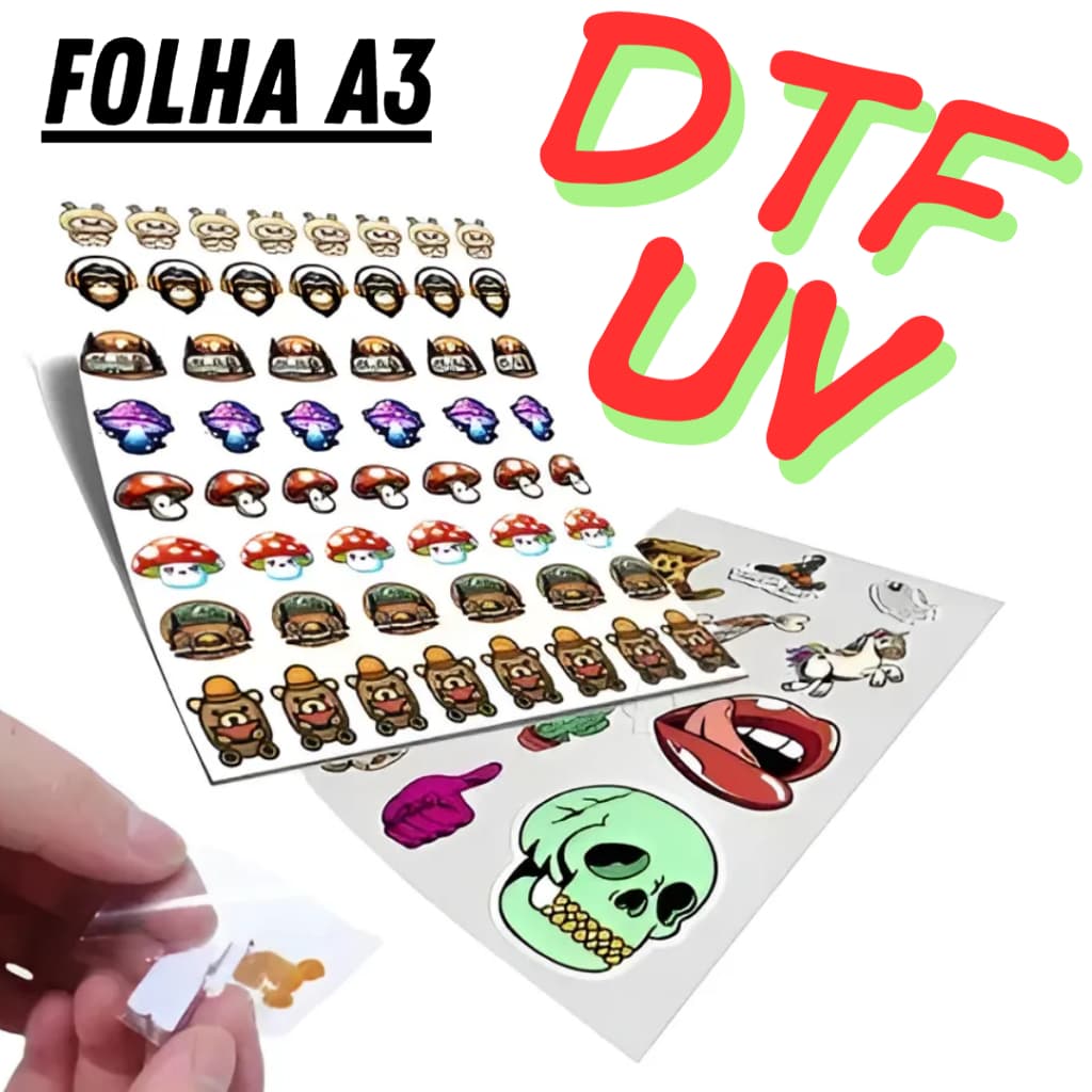 LEIA DESCRIÇÃO Folha A3 DTF UV Adesivo Personalizado Enviamos de Imediato Tenha Sua Arte Pronta Antes de Fazer o Pedido
