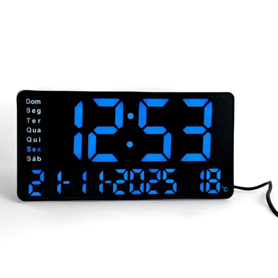 Relógio Digital LED De Parede E Mesa Calendário Alarme Data Temperatura