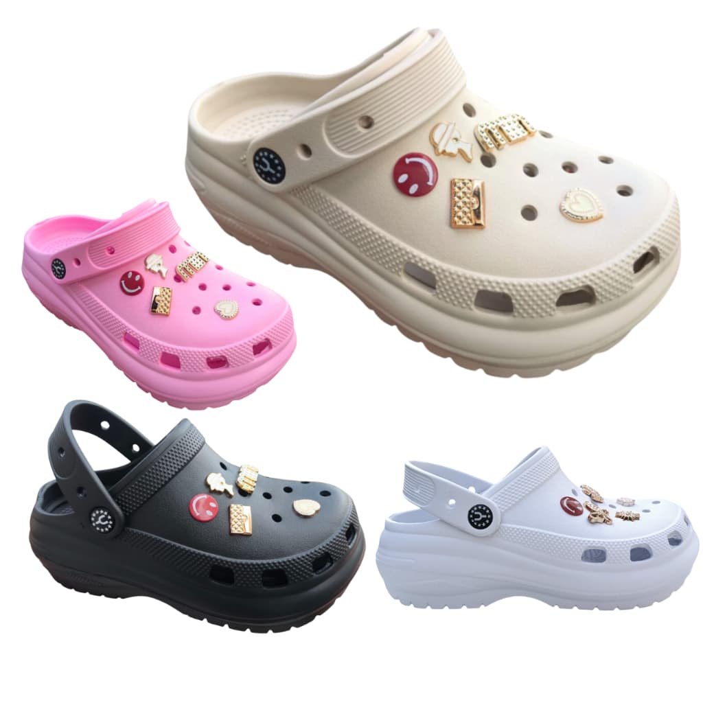 Babuche Plataforma Alta Nuvem Pins Botons Macia Conforto