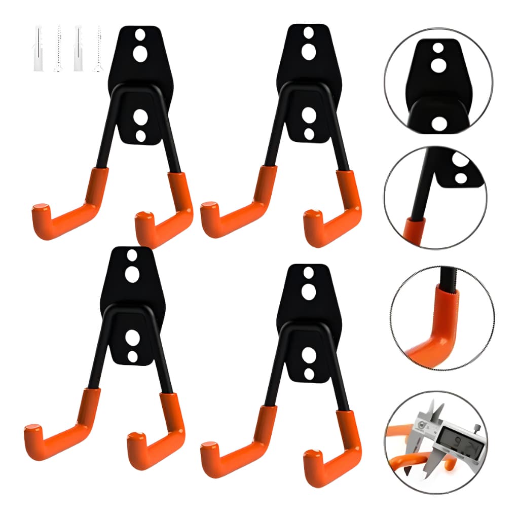 Kit 1 - 2  - 4 Suporte Aço Multiuso 23kg Parede Mangueira Bike Escada Vasoura Rodo Cor Preto c/ Nota Fiscal