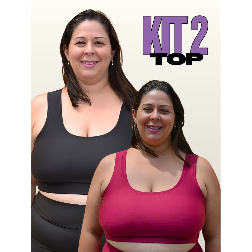 Kit 2 Top Feminino Plus Size Cropeed Fitness Academia G1 G2 G3 G4 G5