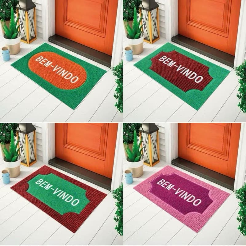 OFERTA Tapete de Porta Emborrachado Bem Vindo Colorido 57cm X 37cm Antiderrapante Estampado PVC