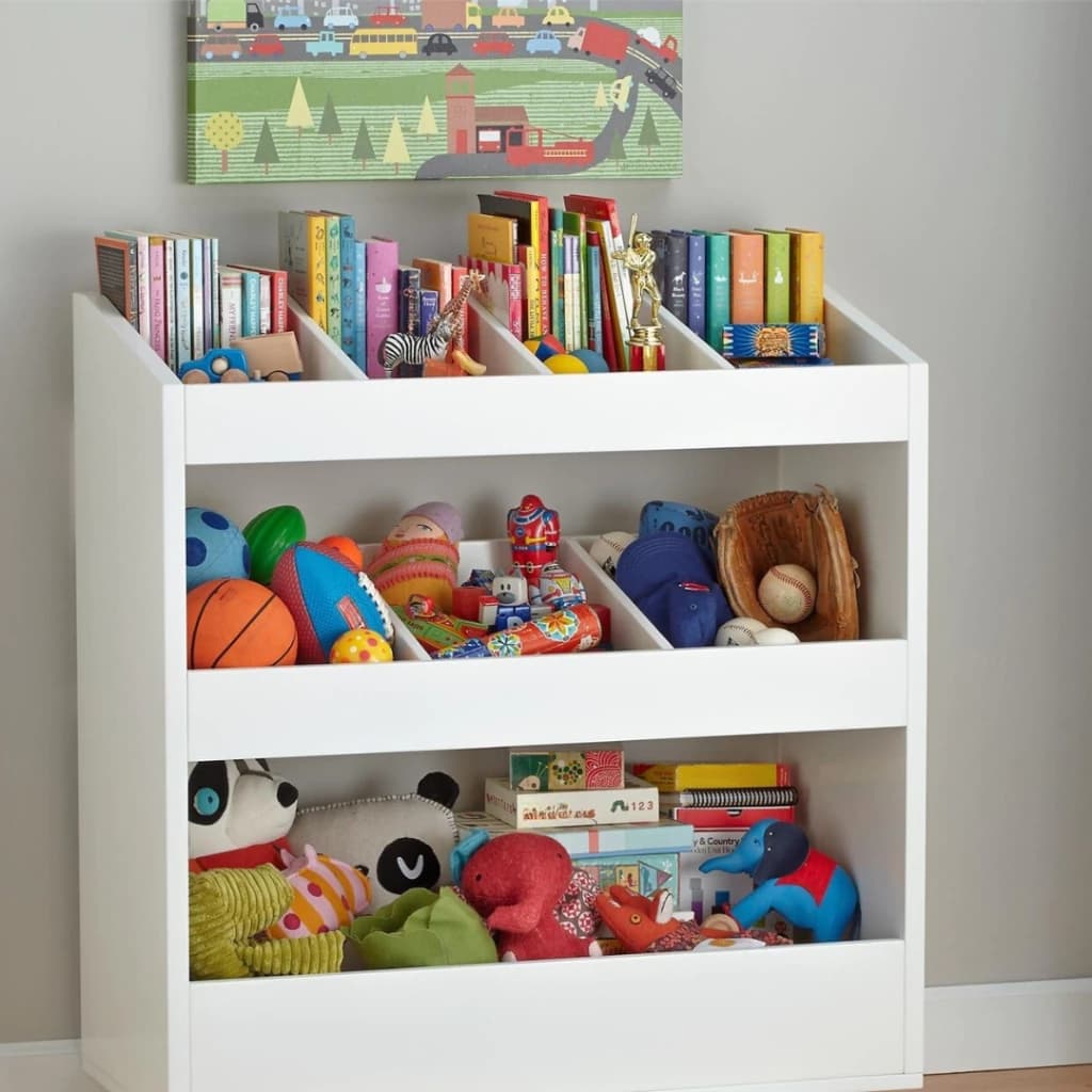 Baú Infantil Organizador de Brinquedos com Divisórias – MDF Branco 60x65cm Montado