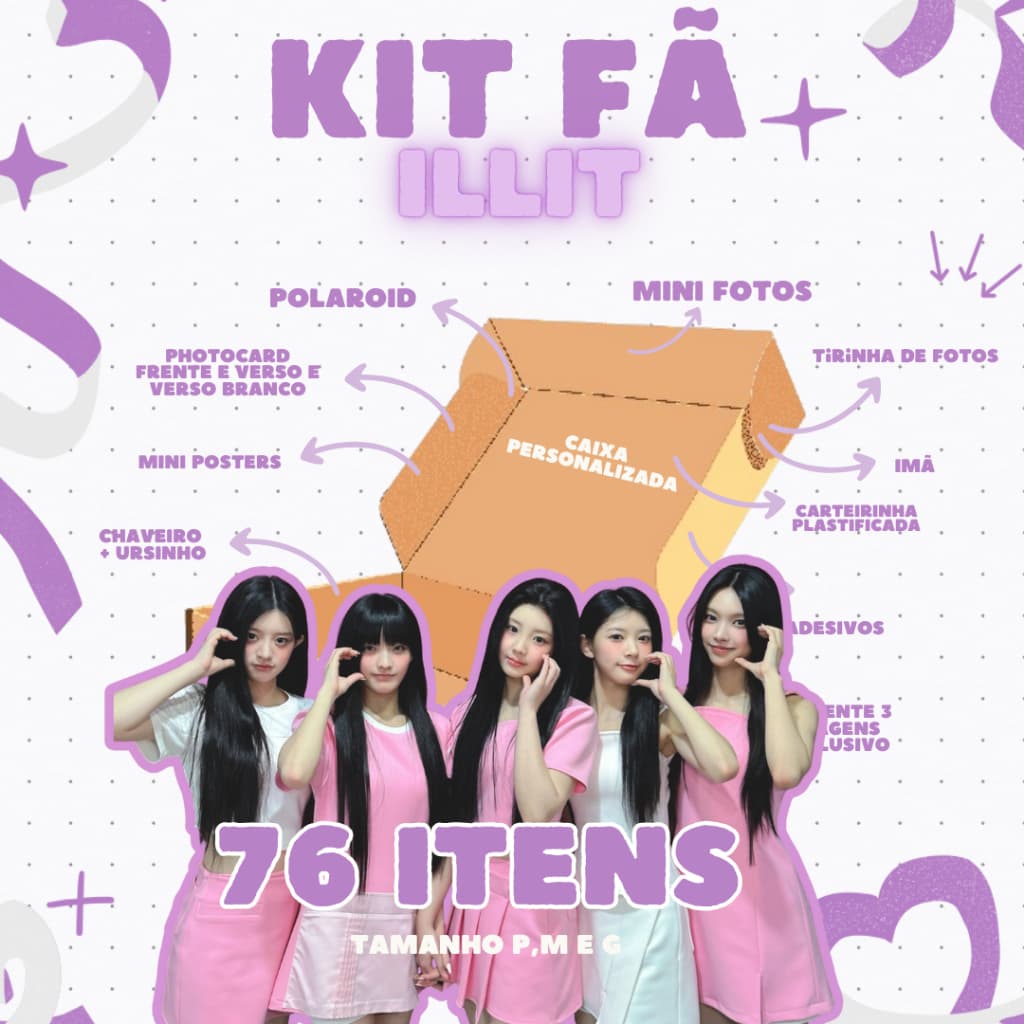 Kit fã ILLIT - até 73 ITENS (GRUPO OU SOLO) [O VIRALIZADO] (tamanho p, m e g).  • ADESIVO •PHOTOCARD
